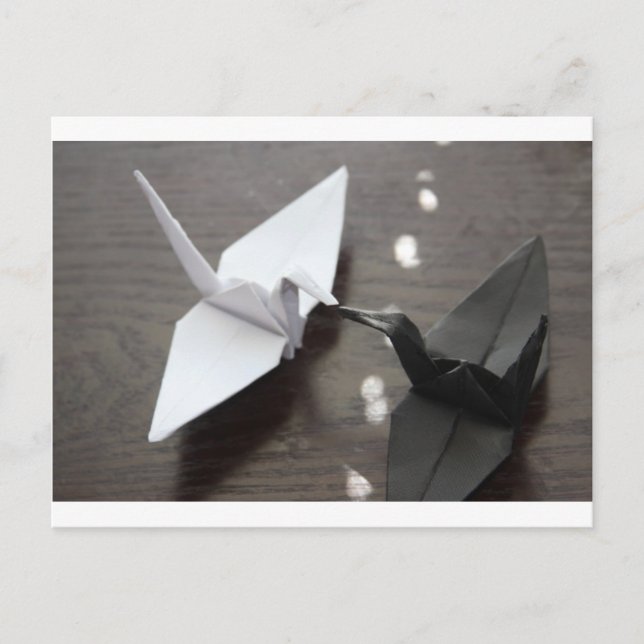 Carte Postale grues origami romantique (Devant)