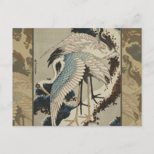 Carte Postale Grues sur un pin enneigé Hokusai