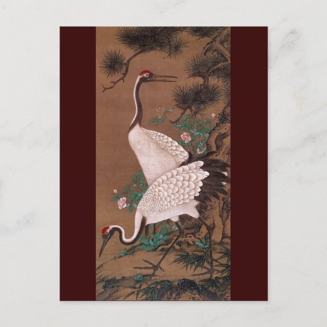 Carte Postale Grues, Watanabe Shuseki Art Japonais (Devant)