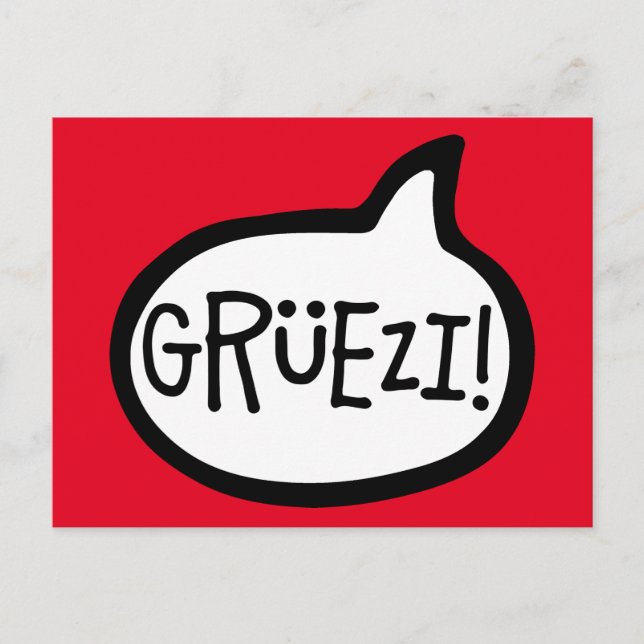 Carte Postale Grüezi ! Bonjour en allemand suisse, Schwiizerdüts (Devant)
