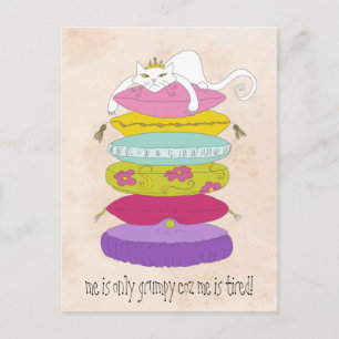 Carte Postale Grumpy princess cat et les dessins animés de pois