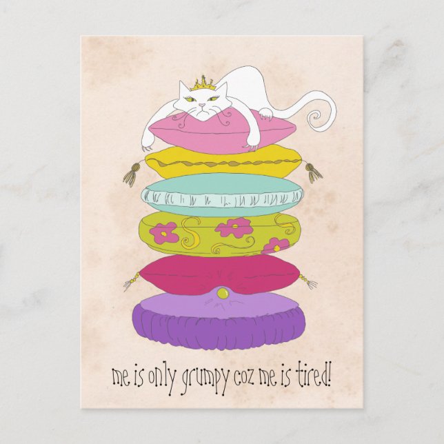 Carte Postale Grumpy princess cat et les dessins animés de pois (Devant)