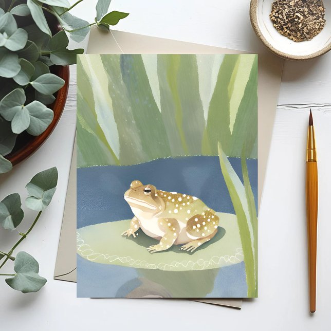 Carte Postale Grumpy Toad | Aquarelle Lilypad Pond (Créateur téléchargé)