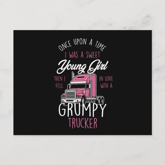 Carte Postale Grumpy Trucker Girl Truck Driver Femmes Une Fois U (Devant)
