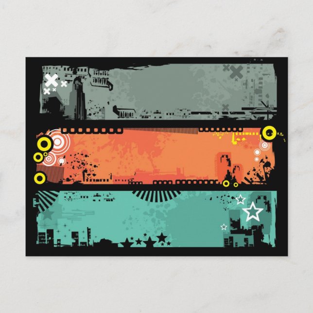 Carte Postale Grunge bannières illustration 2 (Devant)