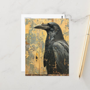 Carte Postale Grunge de corbeau Cracké Peeling Peinture