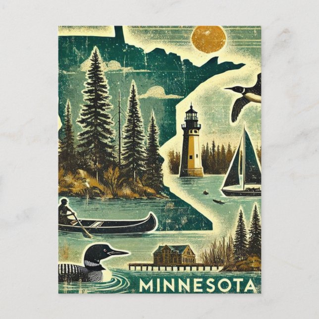 Carte Postale Grunge en détresse Minnesota (Devant)