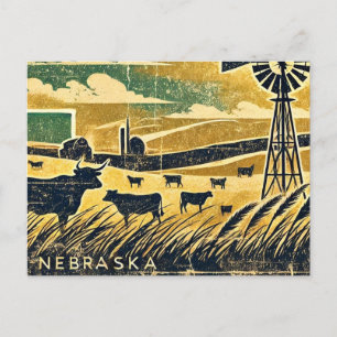 Carte Postale Grunge en détresse Nebraska
