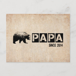 Carte Postale Grunge Papa Bear depuis 2014, Noir