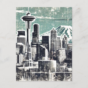Carte Postale Grunge Seattle Washington en détresse