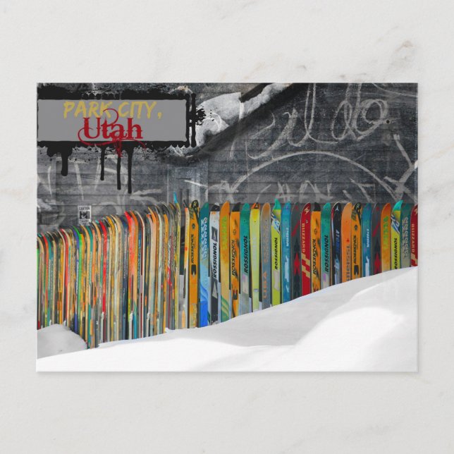 Carte Postale Grungy Skis Park City, Utah Postcard (Devant)