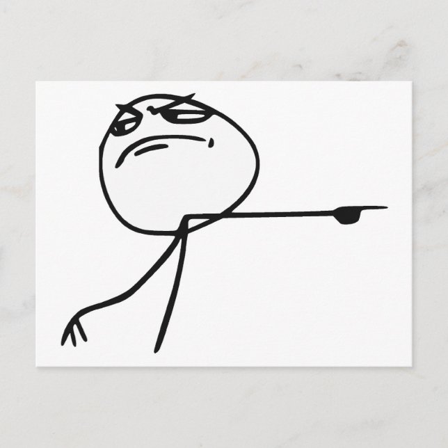 Carte Postale GTFO Sortez Guy Rage Face Comic Meme (Devant)