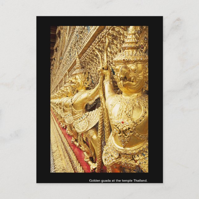 Carte Postale Guada dorée au temple de la Thaïlande. (Devant)