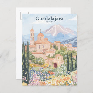 Carte Postale Guadalajara Mexique Gouache Illustration Voyage