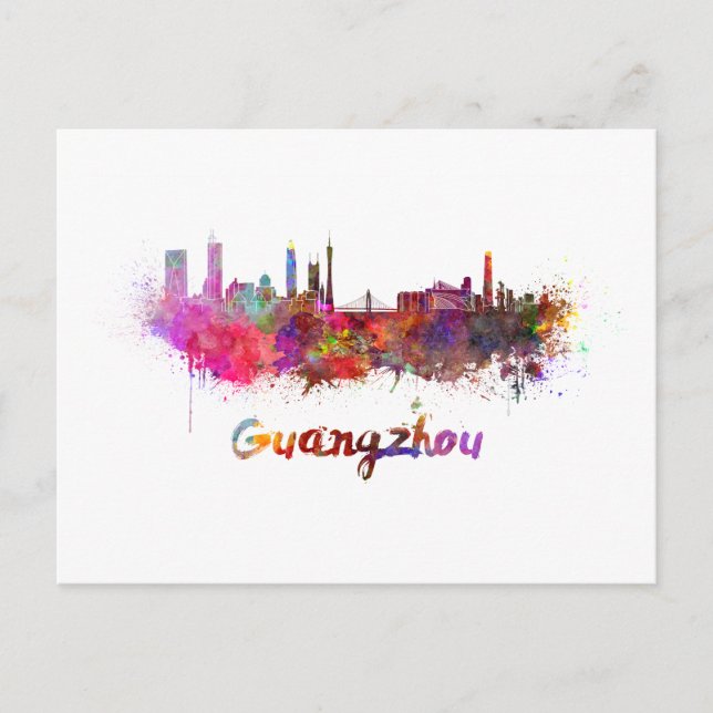 Carte Postale Guangzhou skyline in watercolor (Devant)