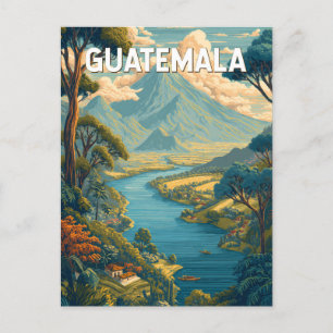 Carte Postale Guatemala Illustration Voyage Art Vintage