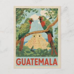 Carte Postale Guatemala Ruines mayas et oiseaux tropicaux Art de
