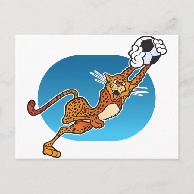 Carte Postale Guépard du football de bande dessinée (Devant)