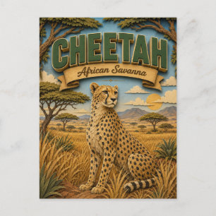 Carte Postale Guépard Popcut Savane Africaine