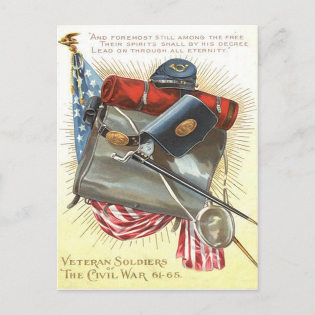 Carte Postale Guerre civile Drapeau américain Bayonet Canteen (Devant)
