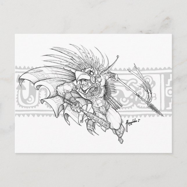 Carte Postale Guerrier aigle aztèque (Devant)