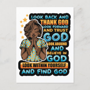 Carte Postale Guerrier de prière de femme noire priant à Dieu