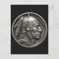 Guerrier. Hobo Nickel 1936 Pièce Nickel Buffalo