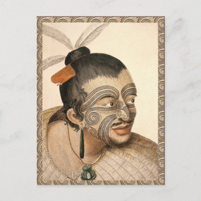 Carte Postale Guerrier maori environ 1784 (Devant)