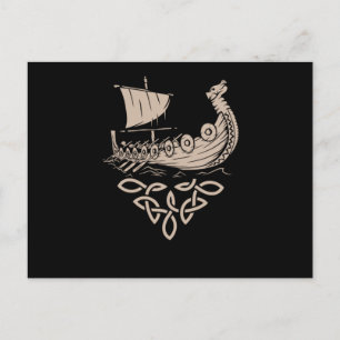 Carte Postale Guerrier Norse Mythologie Viking Ship Valhalla Cad