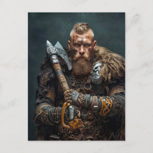 Carte Postale Guerrier Viking en tenue authentique