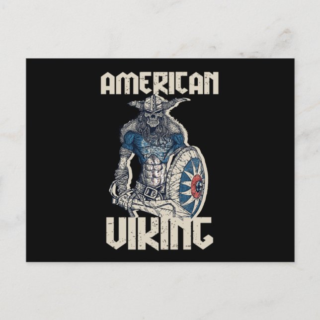 Carte Postale Guerrier Viking épée américaine Valhalla Norse Myt (Devant)
