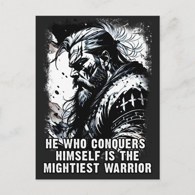 Carte Postale Guerrier viking Norse Mythologie Mots puissants (Devant)