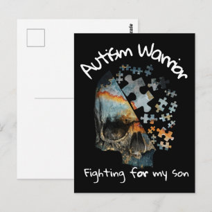 Carte Postale Guerrier vintage de l'autisme crânien combattant p