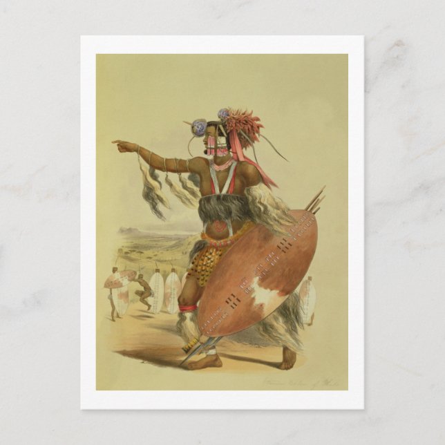 Carte Postale Guerrier zoulou, Utimuni, neveu de Chaka le Zu déf (Devant)