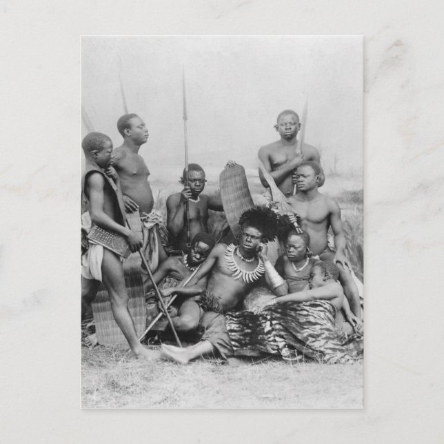 Carte Postale Guerriers, Congo belge, 1894 (Devant)
