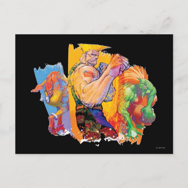 Carte Postale Guile, Blanka et Dhalsim (Devant)