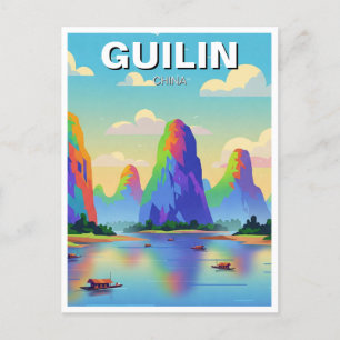 Carte Postale Guilin Chine Li River Voyage Art Abstrait