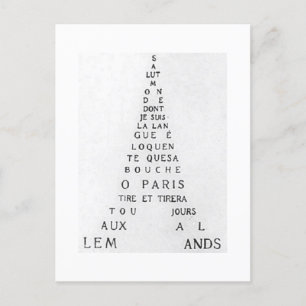 Carte Postale Guillaume Apollinaire, Eiffel Calligramme