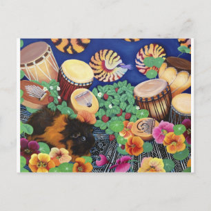 Carte Postale Guinée Cochon Tapis magique Tambour Jardin délice