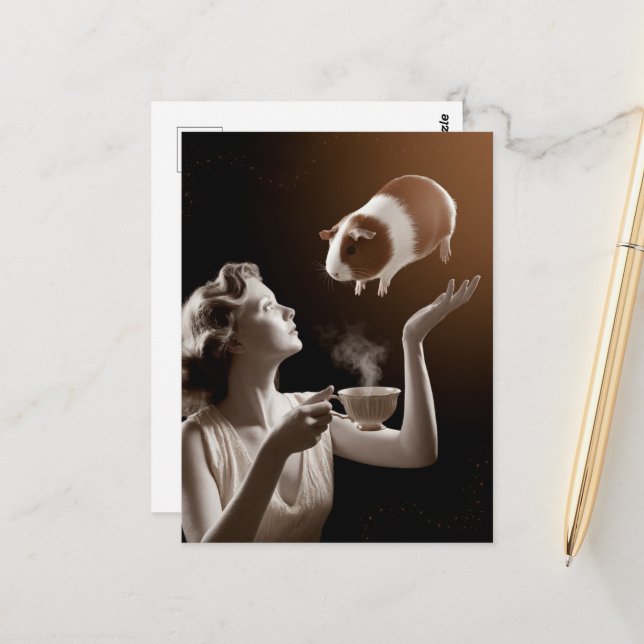 Carte Postale Guinée Pig Magick (Devant/Arrière en situation)