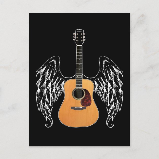Carte Postale Guitare acoustique ailée (Devant)