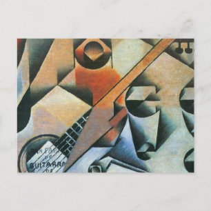 Carte Postale Guitare (Banjo) et lunettes, Juan Gris, Art Vintag