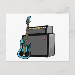 Carte Postale guitare basse électrique et amplificateur