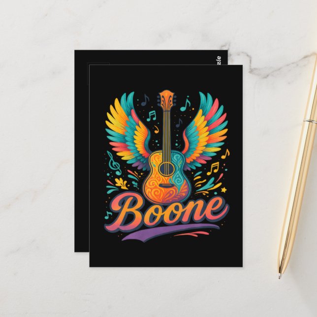 Carte Postale Guitare Boone (Devant/Arrière en situation)