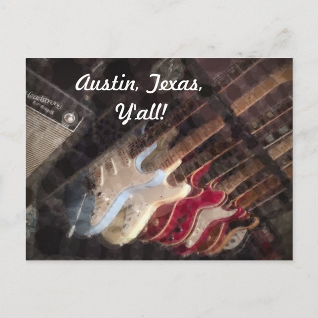 Carte Postale Guitare d'Austin Texas (Devant)