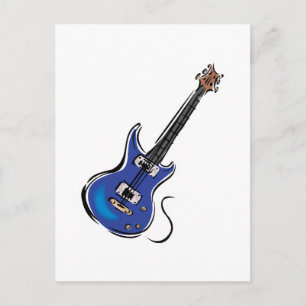 Carte Postale guitare électrique bleue