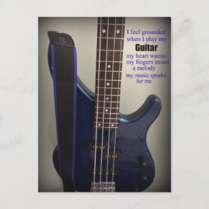 Carte Postale Guitare électrique bleue avec commentaire