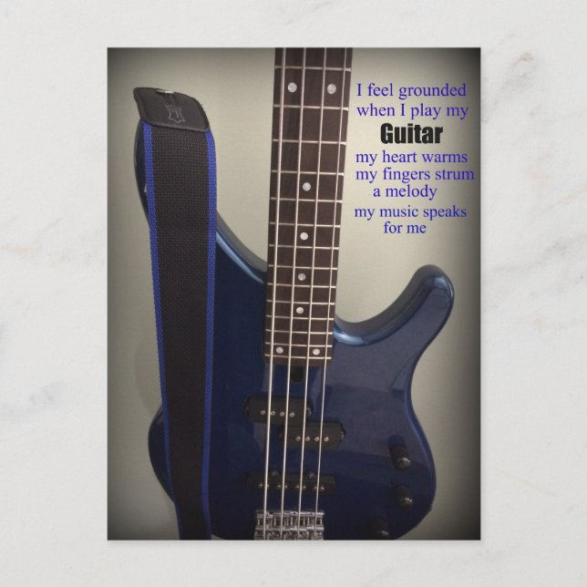 Carte Postale Guitare électrique bleue avec commentaire (Devant)