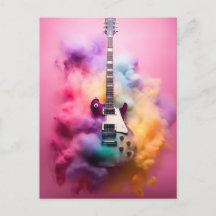 Guitare électrique dans un nuage de couleur brun
