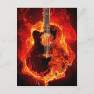 Carte Postale Guitare en feu